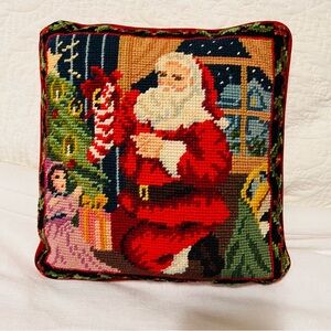 Old Fashioned Santa Mini Needlepoint Pillow